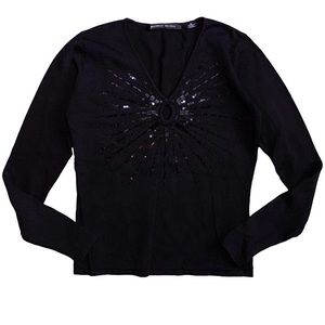 Michelle Nicole Black Keyhole Starburst Top Size M